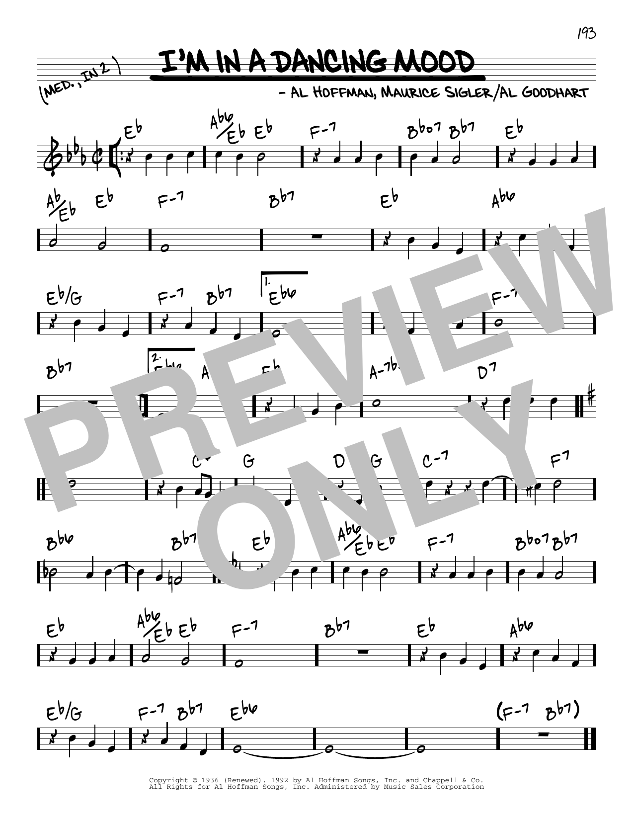 Al Goodhart I'm In A Dancing Mood Sheet Music Notes & Chords for Real Book – Melody & Chords - Download or Print PDF