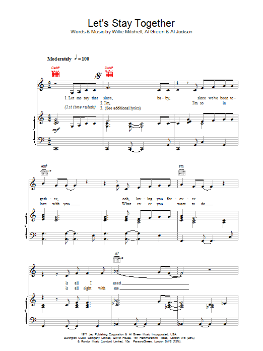 Al Green Let's Stay Together Sheet Music Notes & Chords for Easy Guitar - Download or Print PDF
