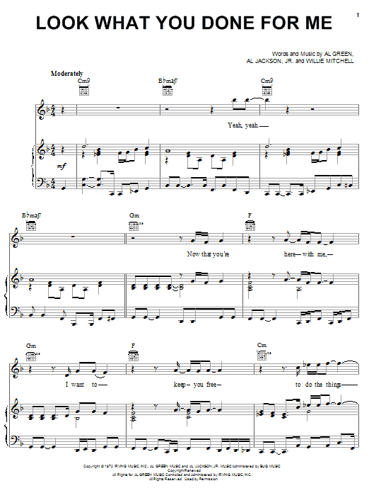 Al Green Look What You Done For Me Sheet Music Notes & Chords for Piano, Vocal & Guitar (Right-Hand Melody) - Download or Print PDF Al Green Look What You Done For Me Sheet Music Notes & Chords for Piano, Vocal & Guitar (Right-Hand Melody) - Download or Print PDF