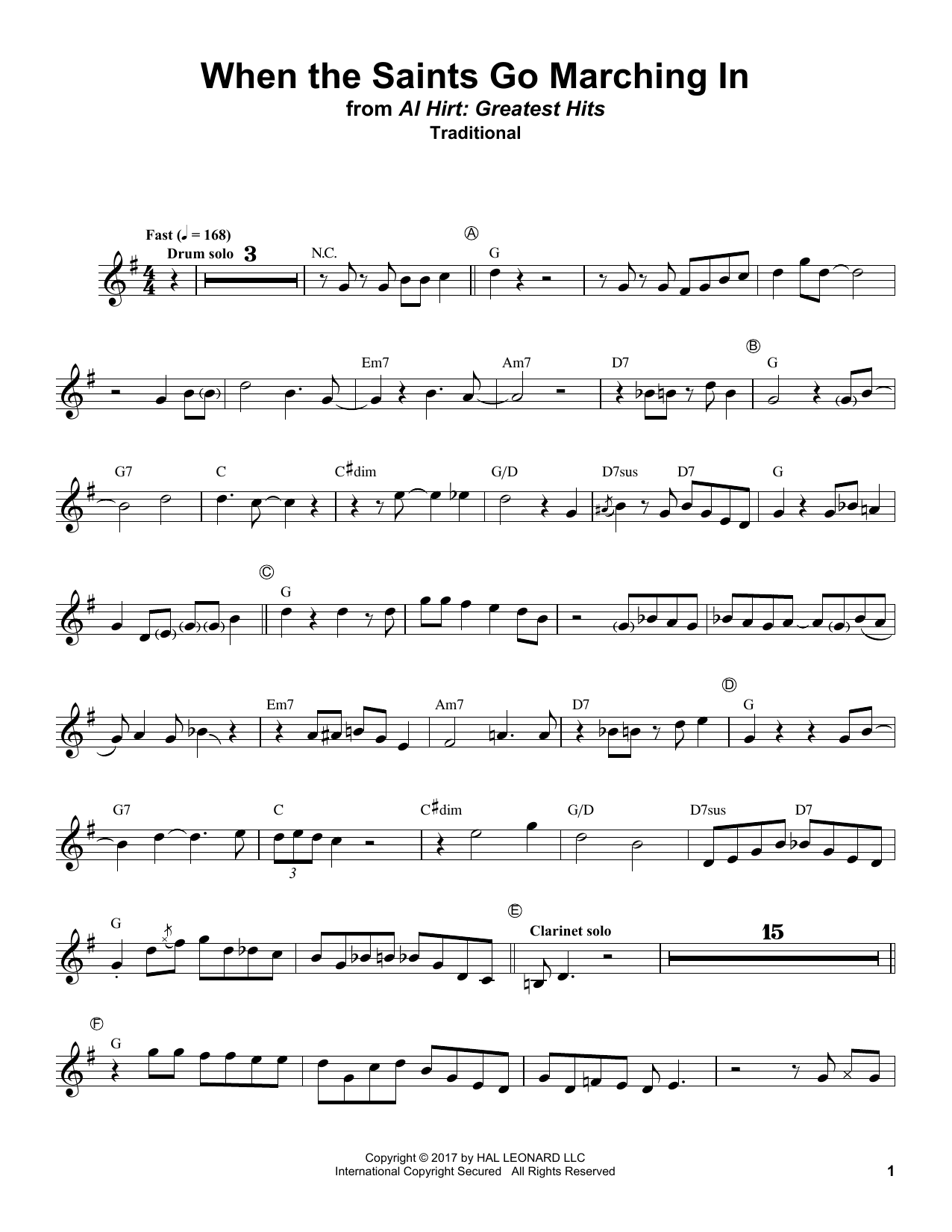 Al Hirt When The Saints Go Marching In Sheet Music Notes & Chords for Trumpet Transcription - Download or Print PDF