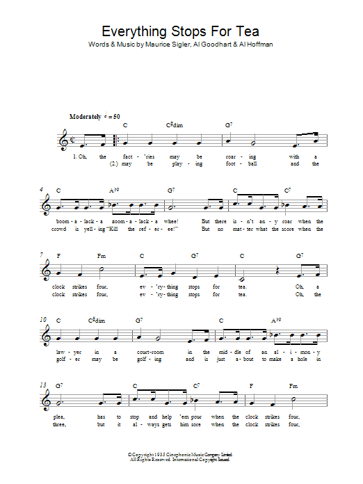 Al Hoffman Everything Stops For Tea Sheet Music Notes & Chords for Melody Line, Lyrics & Chords - Download or Print PDF