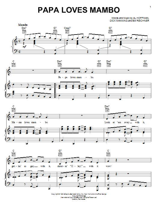 Al Hoffman Papa Loves Mambo Sheet Music Notes & Chords for Piano, Vocal & Guitar (Right-Hand Melody) - Download or Print PDF