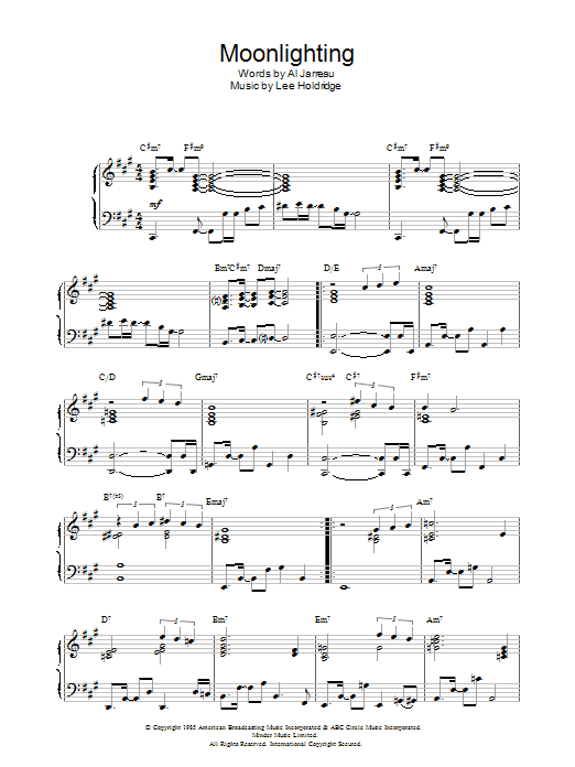 Al Jarreau Moonlighting Sheet Music Notes & Chords for Piano, Vocal & Guitar - Download or Print PDF