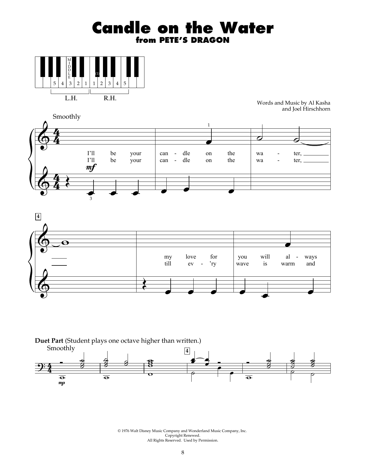 Al Kasha Candle On The Water (from Pete's Dragon) Sheet Music Notes & Chords for 5-Finger Piano - Download or Print PDF