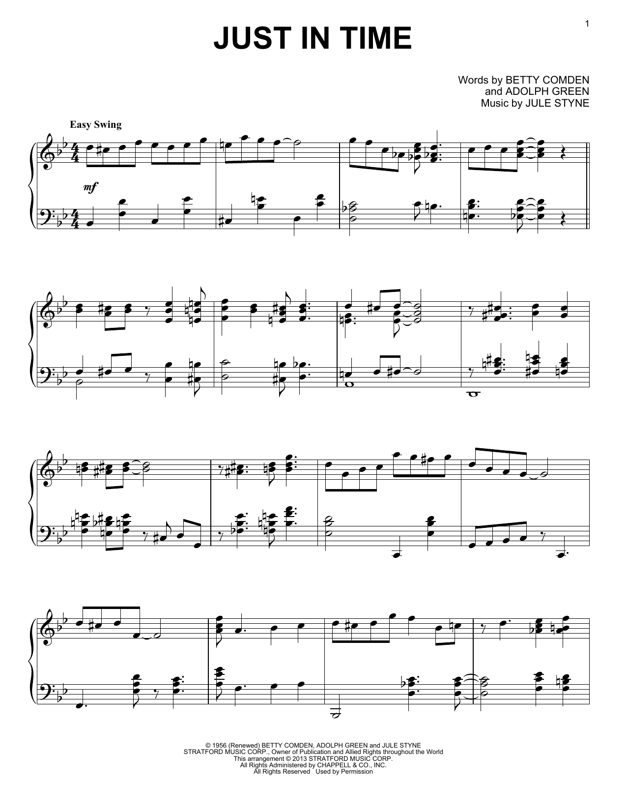 Al Lerner Just In Time Sheet Music Notes & Chords for Piano - Download or Print PDF