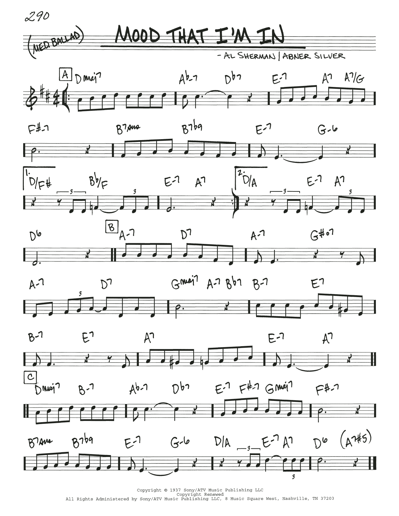 Al Sherman Mood That I'm In Sheet Music Notes & Chords for Real Book – Melody & Chords - Download or Print PDF