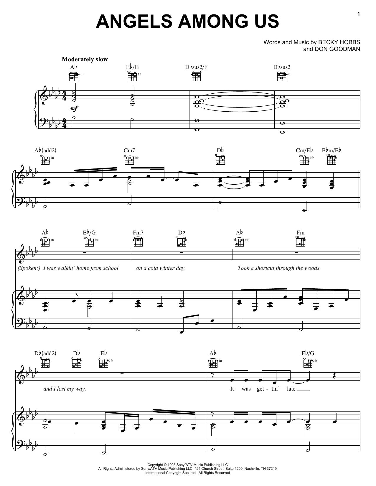 Alabama Angels Among Us Sheet Music Notes & Chords for Piano, Vocal & Guitar (Right-Hand Melody) - Download or Print PDF