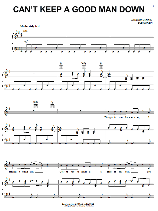 Alabama Can't Keep A Good Man Down Sheet Music Notes & Chords for Piano, Vocal & Guitar (Right-Hand Melody) - Download or Print PDF