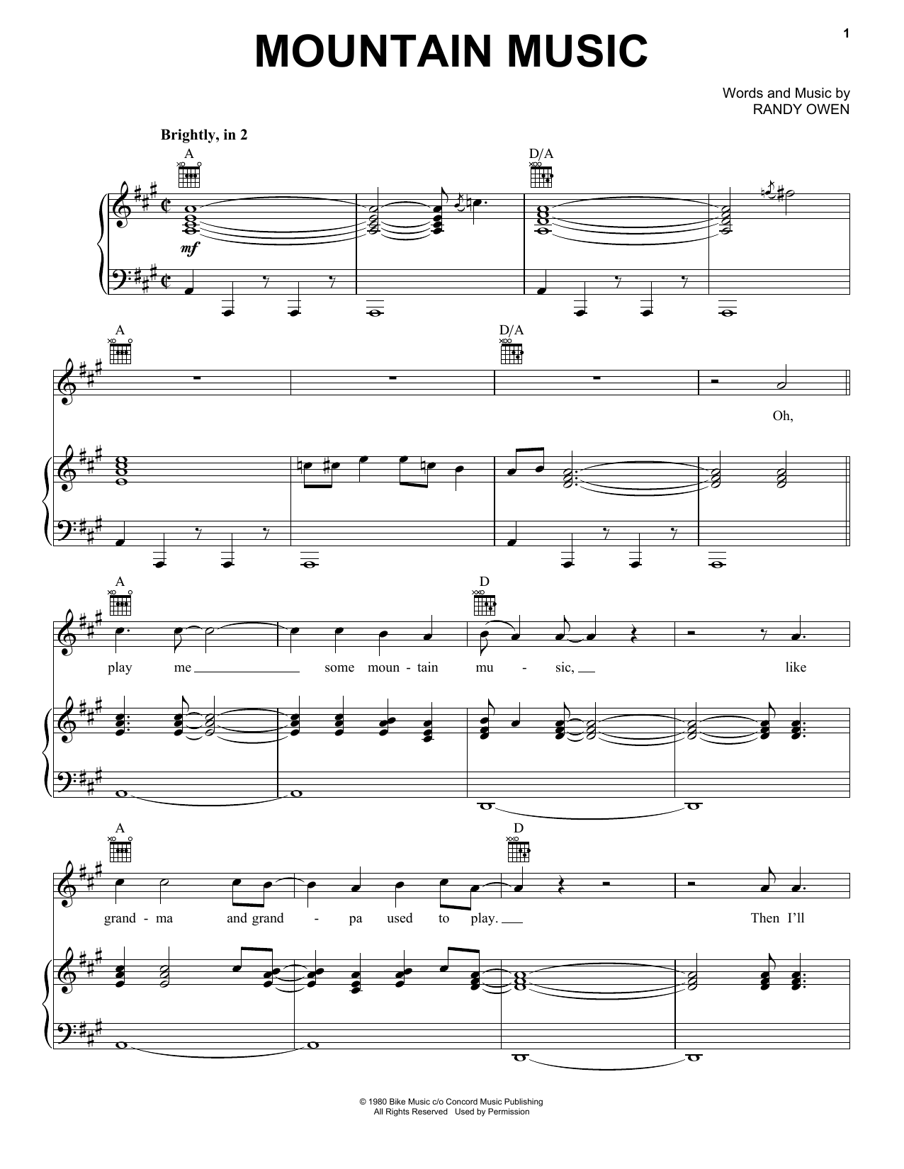 Alabama Mountain Music Sheet Music Notes & Chords for Lyrics & Chords - Download or Print PDF