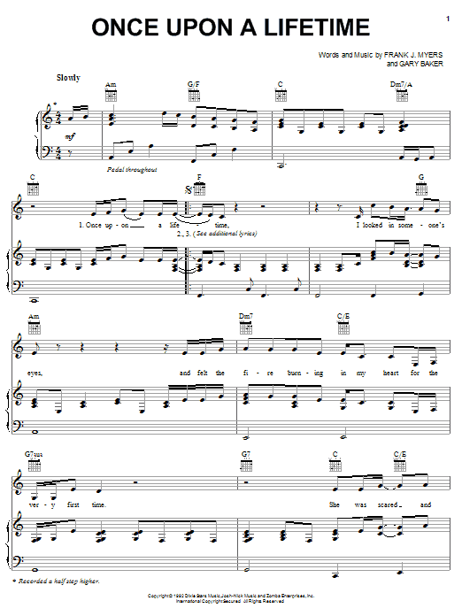 Alabama Once Upon A Lifetime Sheet Music Notes & Chords for Piano, Vocal & Guitar (Right-Hand Melody) - Download or Print PDF Alabama Once Upon A Lifetime Sheet Music Notes & Chords for Piano, Vocal & Guitar (Right-Hand Melody) - Download or Print PDF