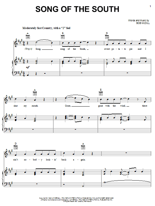 Song Of The South sheet music