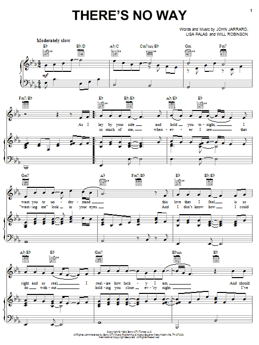 Alabama There's No Way Sheet Music Notes & Chords for Piano, Vocal & Guitar (Right-Hand Melody) - Download or Print PDF