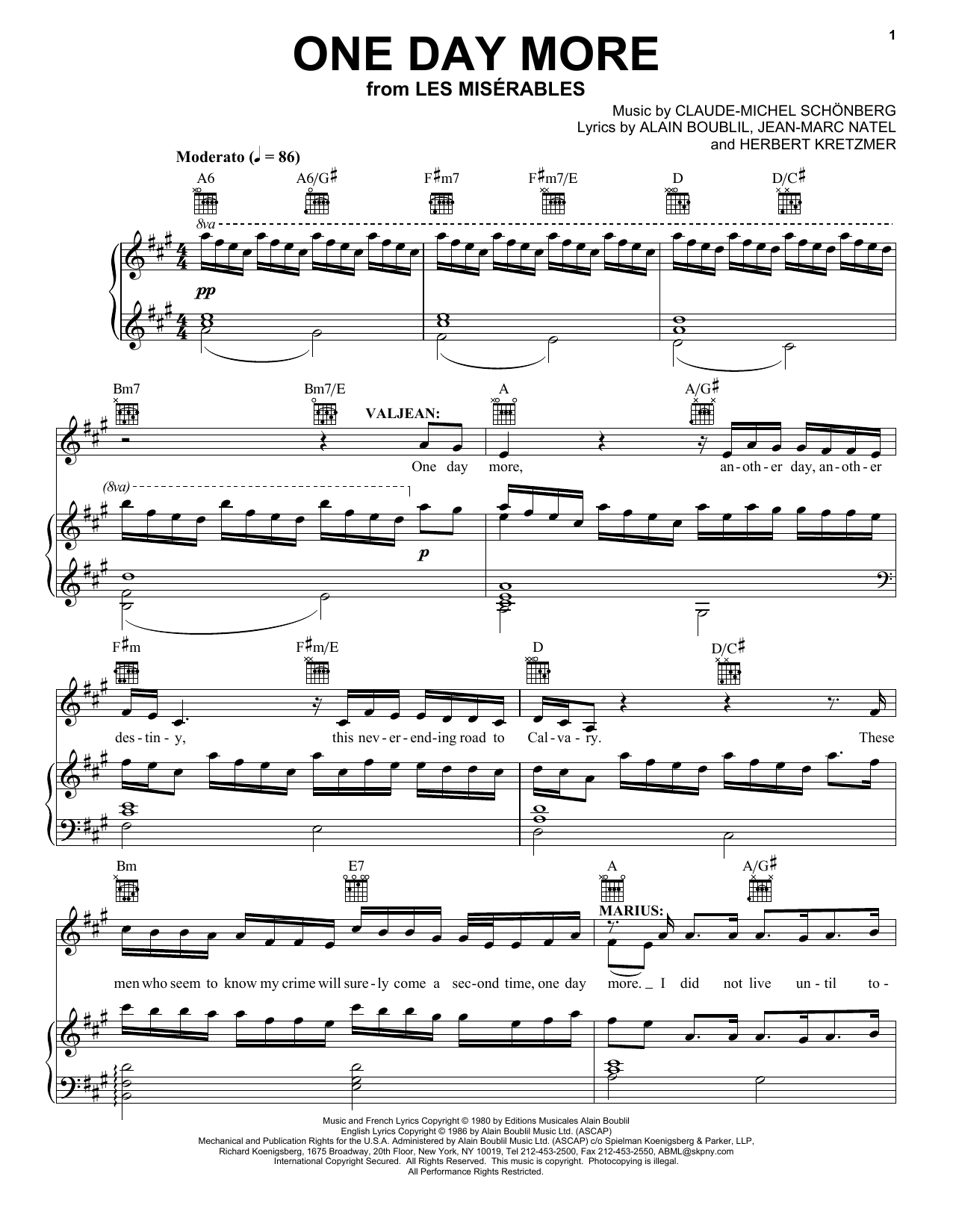 Alain Boublil One Day More (from Les Miserables) Sheet Music Notes & Chords for Melody Line, Lyrics & Chords - Download or Print PDF