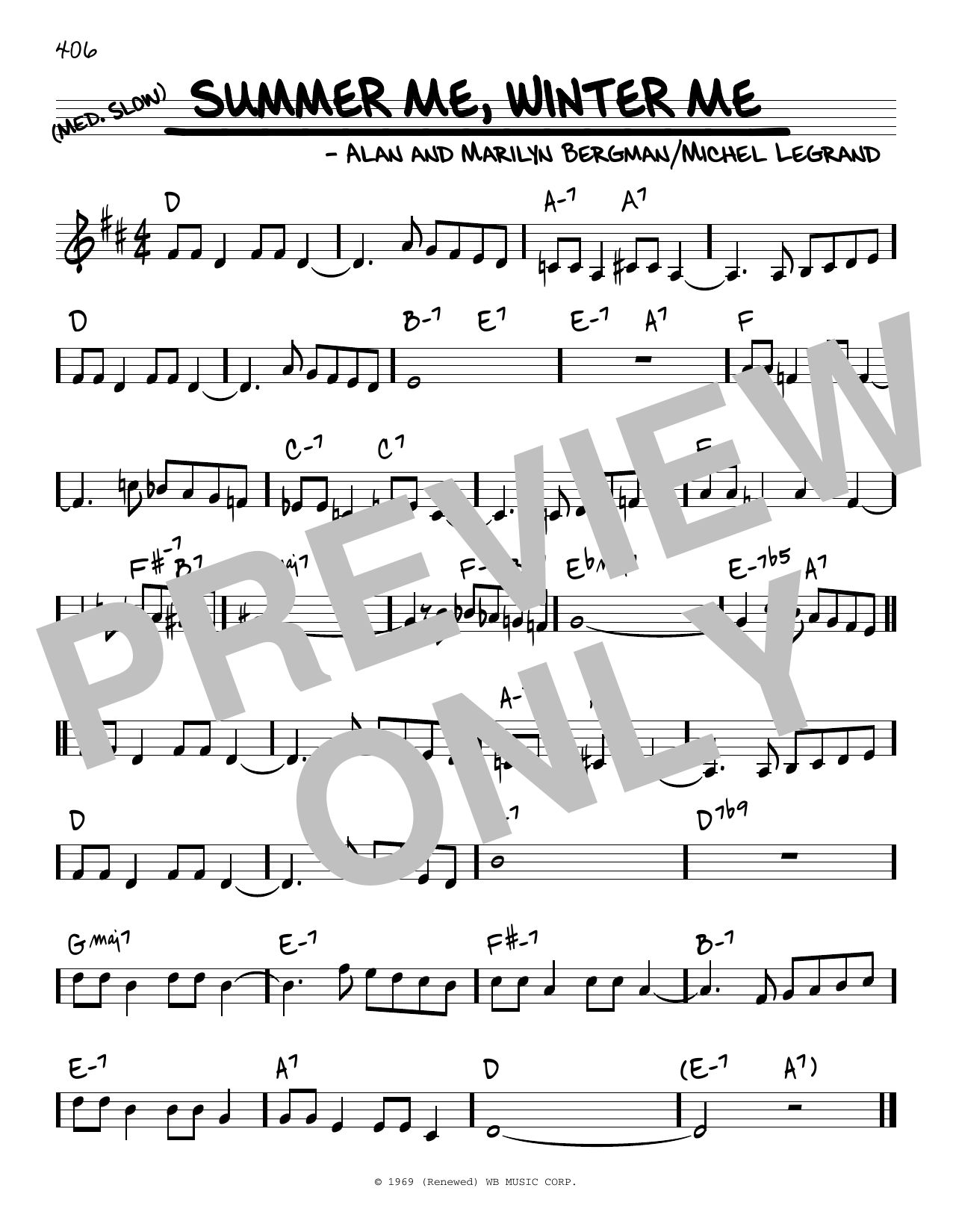 Alan Bergman Summer Me, Winter Me Sheet Music Notes & Chords for Real Book – Melody & Chords - Download or Print PDF