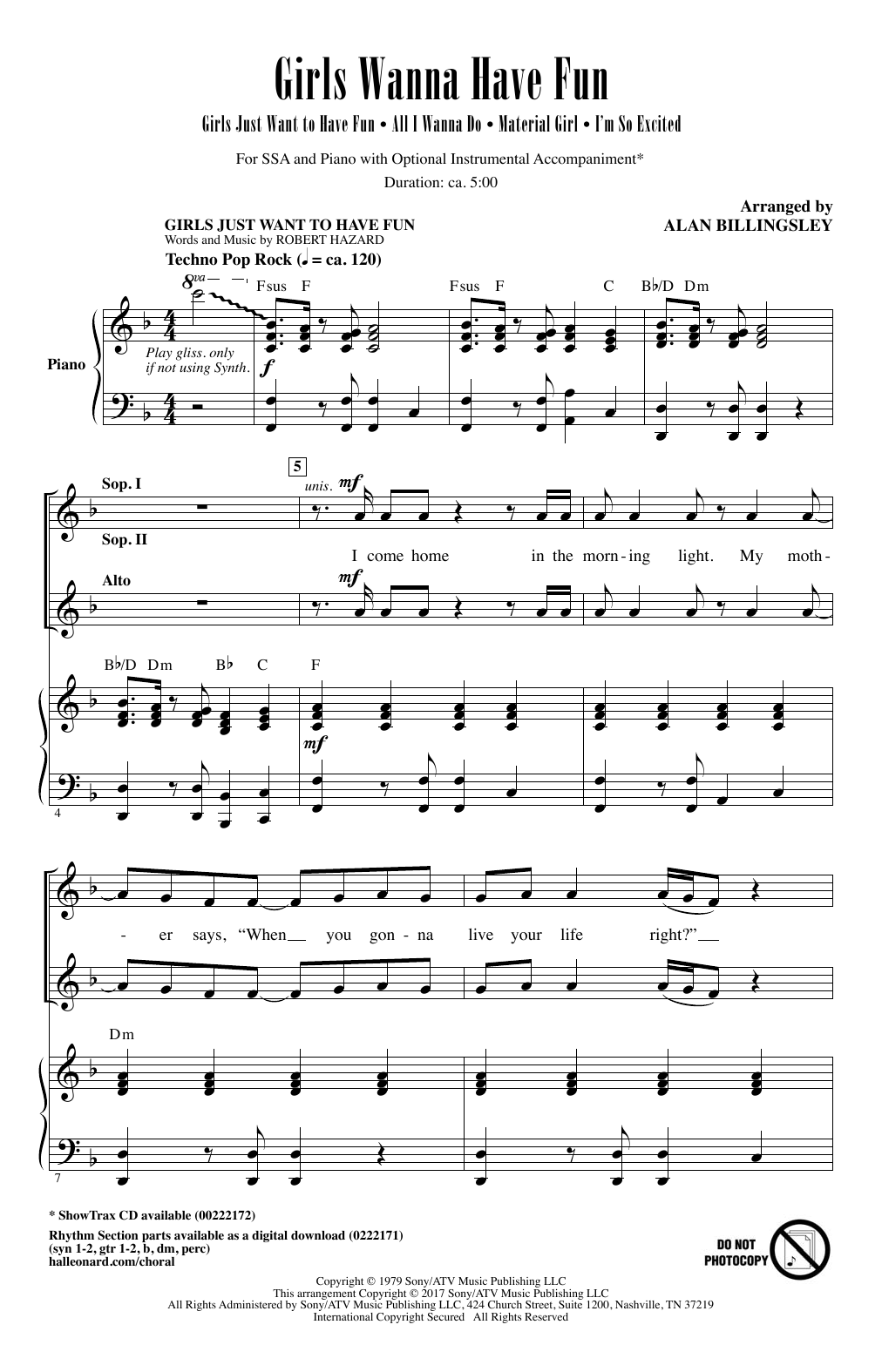 Alan Billingsley Girls Wanna Have Fun (Medley) Sheet Music Notes & Chords for SSA - Download or Print PDF