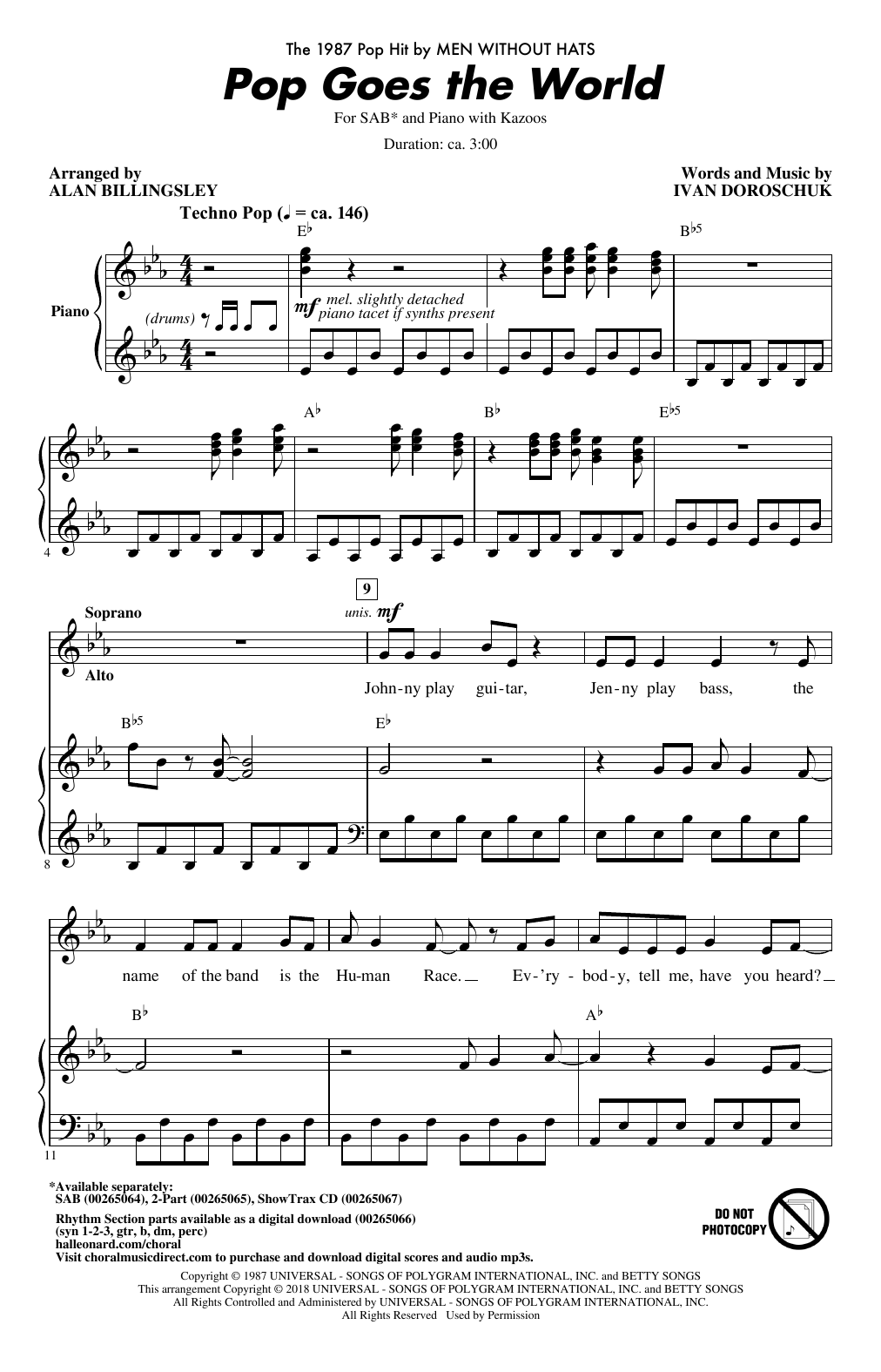 Alan Billingsley Pop Goes The World Sheet Music Notes & Chords for 2-Part Choir - Download or Print PDF