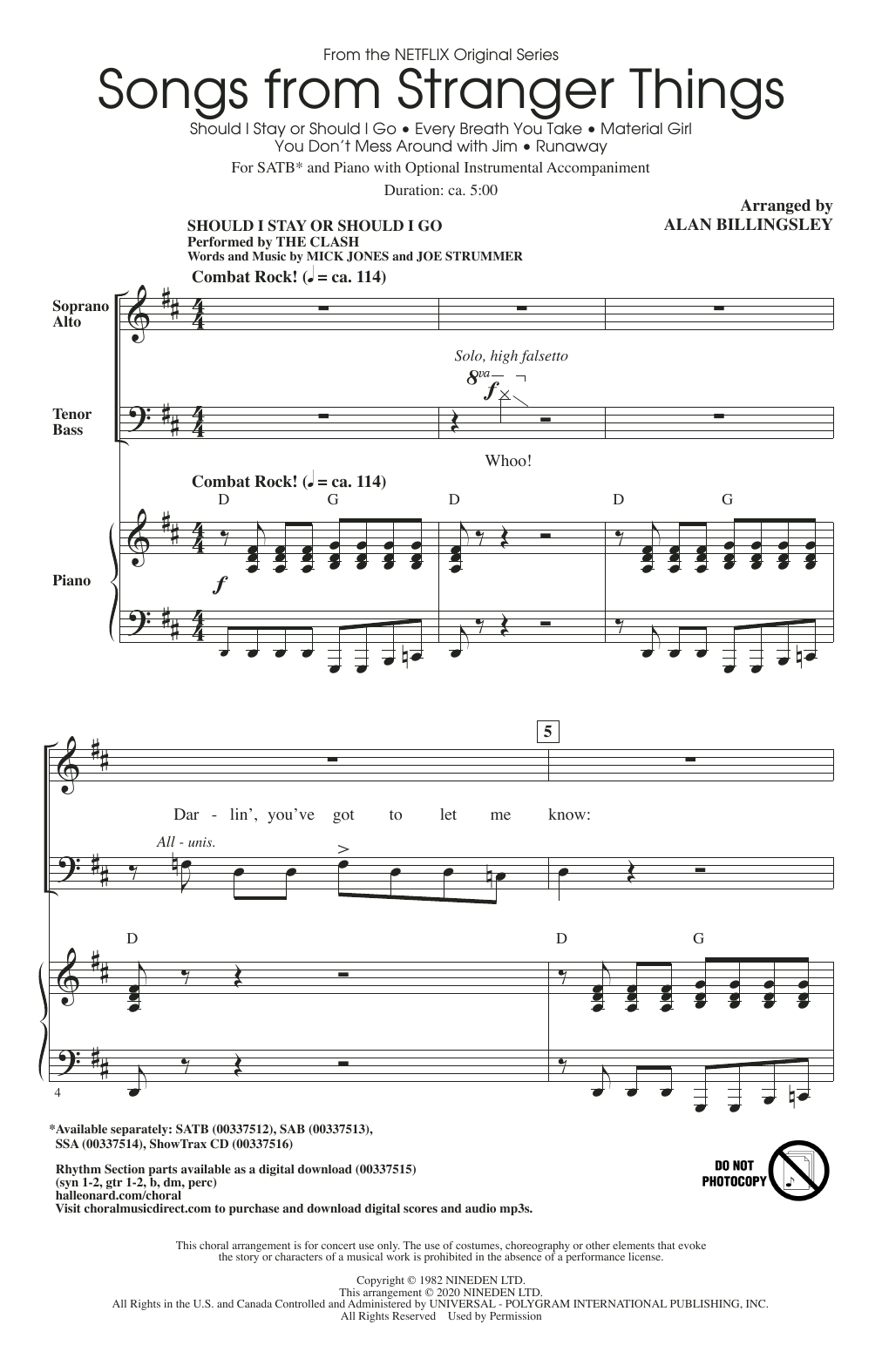 Alan Billingsley Songs from Stranger Things (arr. Alan Billingsley) Sheet Music Notes & Chords for SSA Choir - Download or Print PDF