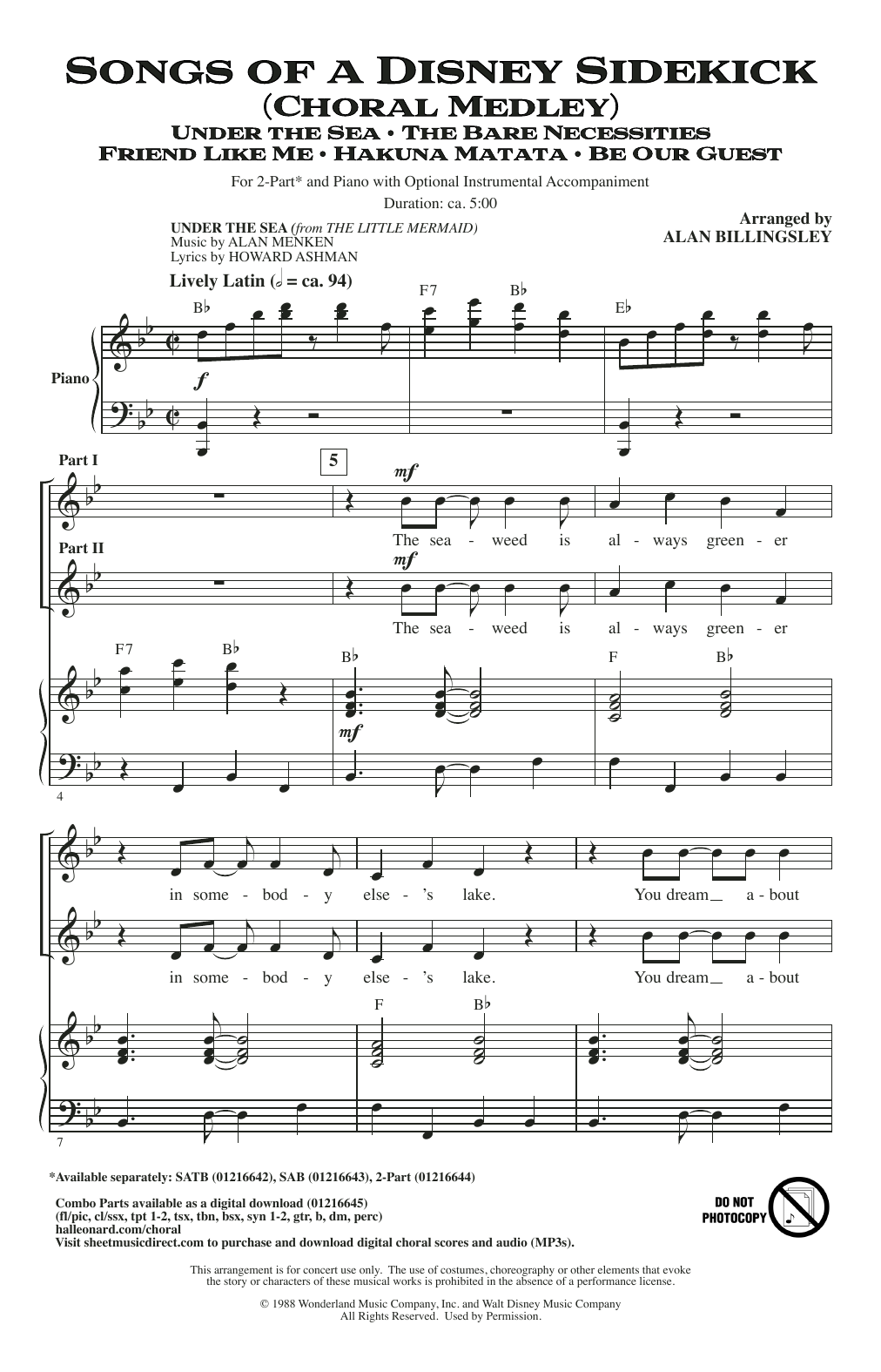 Alan Billingsley Songs of a Disney Sidekick (Choral Medley) Sheet Music Notes & Chords for SAB Choir - Download or Print PDF