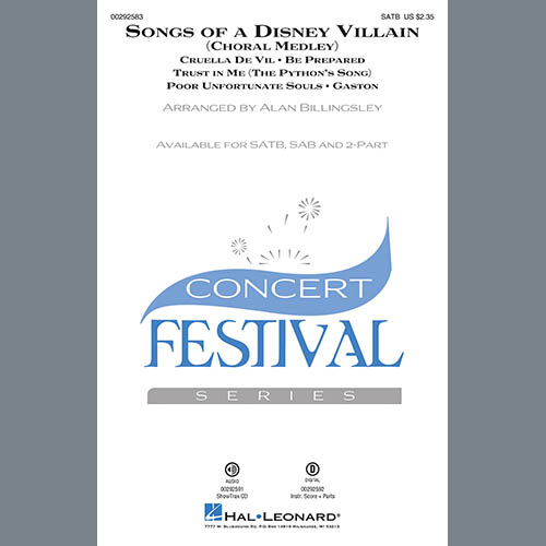 Alan Billingsley, Songs Of A Disney Villain (Choral Medley), SAB Choir