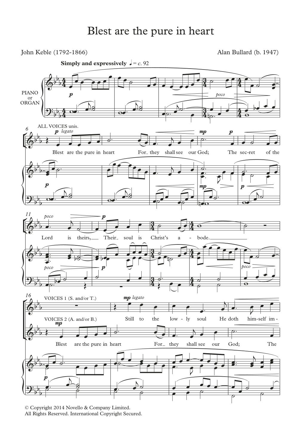 Alan Bullard Blest Are The Pure In Heart Sheet Music Notes & Chords for Choir - Download or Print PDF