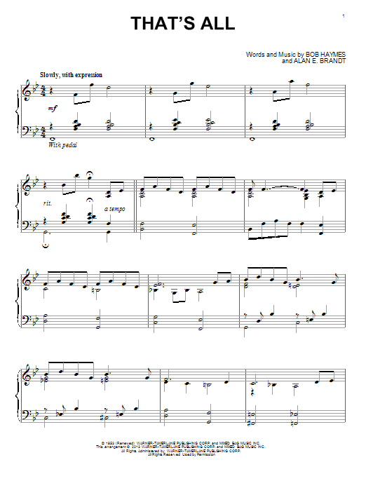 Alan E. Brandt That's All Sheet Music Notes & Chords for Easy Piano - Download or Print PDF