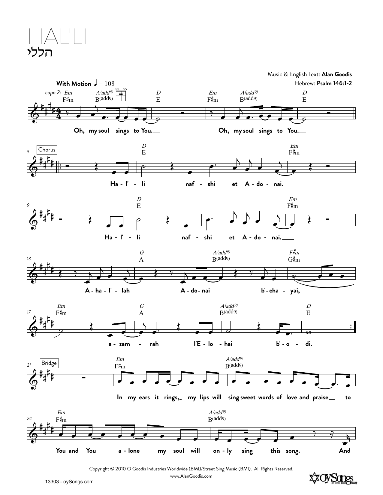 Alan Goodis Hal'li Sheet Music Notes & Chords for Real Book – Melody, Lyrics & Chords - Download or Print PDF