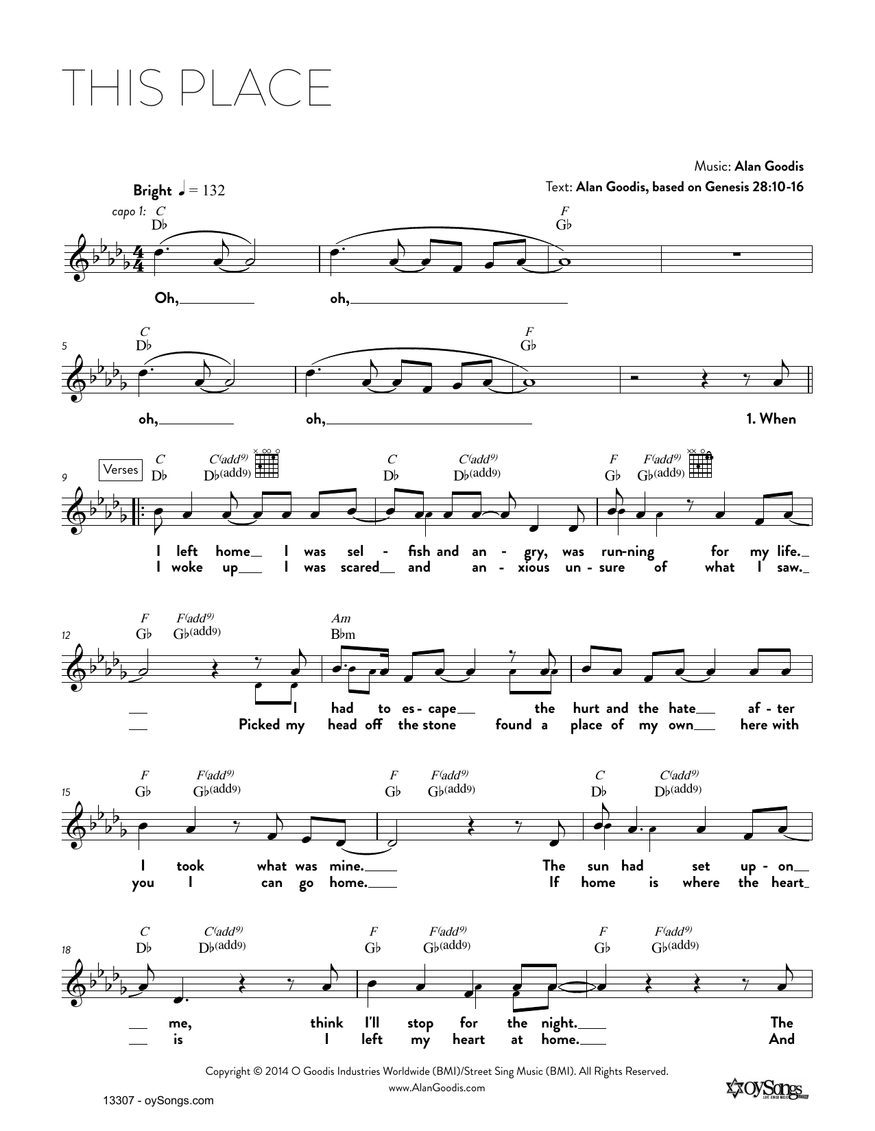 Alan Goodis This Place Sheet Music Notes & Chords for Real Book – Melody, Lyrics & Chords - Download or Print PDF