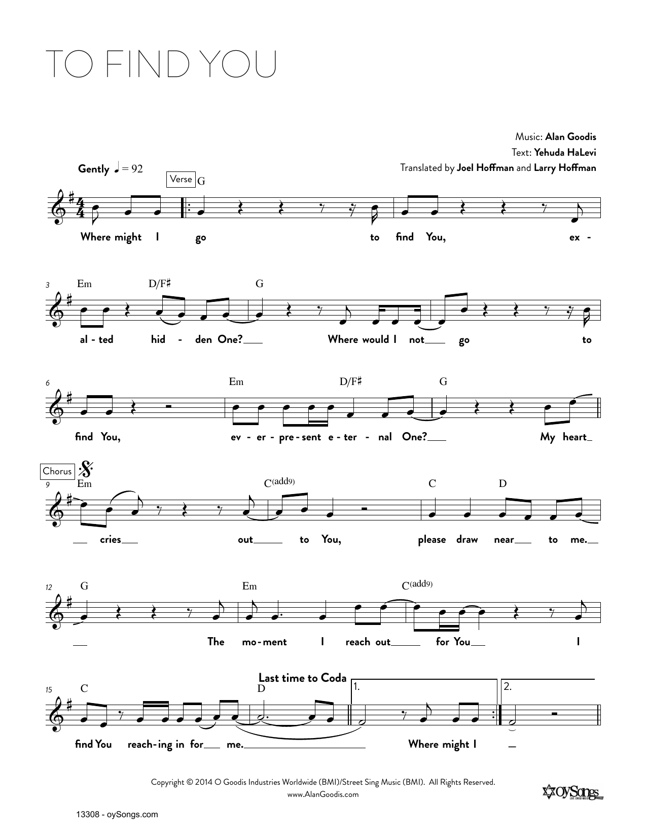 Alan Goodis To Find You Sheet Music Notes & Chords for Real Book – Melody, Lyrics & Chords - Download or Print PDF
