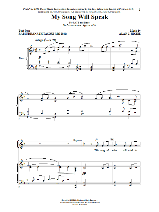 Alan Higbee My Song Will Speak Sheet Music Notes & Chords for SATB - Download or Print PDF