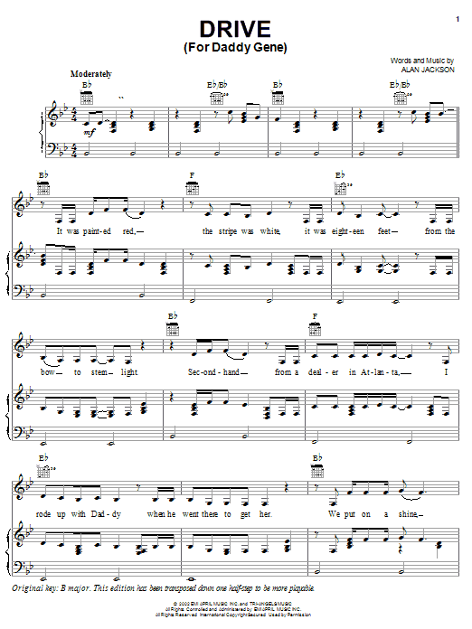 Alan Jackson Drive (For Daddy Gene) sheet music notes and chords. Download Printable PDF.