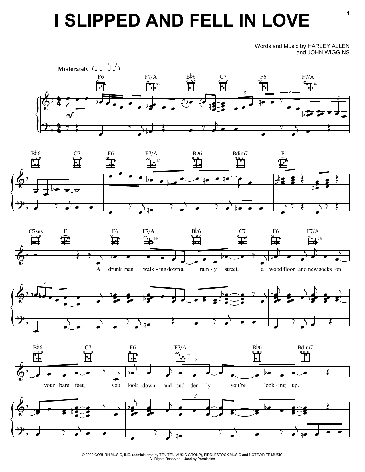 Alan Jackson I Slipped And Fell In Love Sheet Music Notes & Chords for Piano, Vocal & Guitar (Right-Hand Melody) - Download or Print PDF