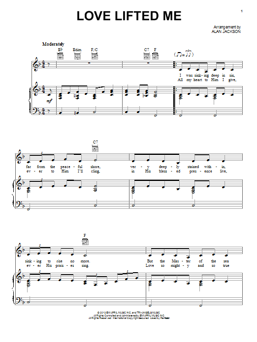 Alan Jackson Love Lifted Me Sheet Music Notes & Chords for Piano, Vocal & Guitar (Right-Hand Melody) - Download or Print PDF