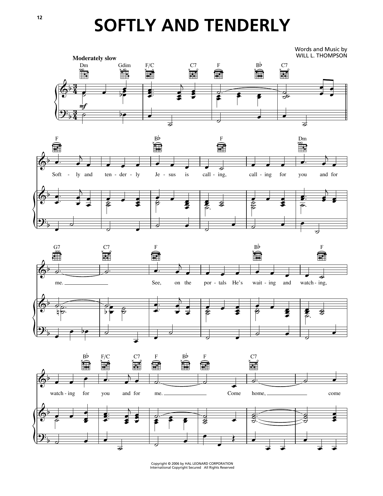 Alan Jackson Softly And Tenderly Sheet Music Notes & Chords for Piano, Vocal & Guitar (Right-Hand Melody) - Download or Print PDF