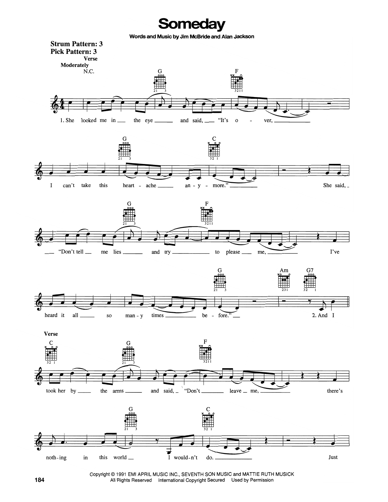 Alan Jackson Someday Sheet Music Notes & Chords for Easy Guitar - Download or Print PDF