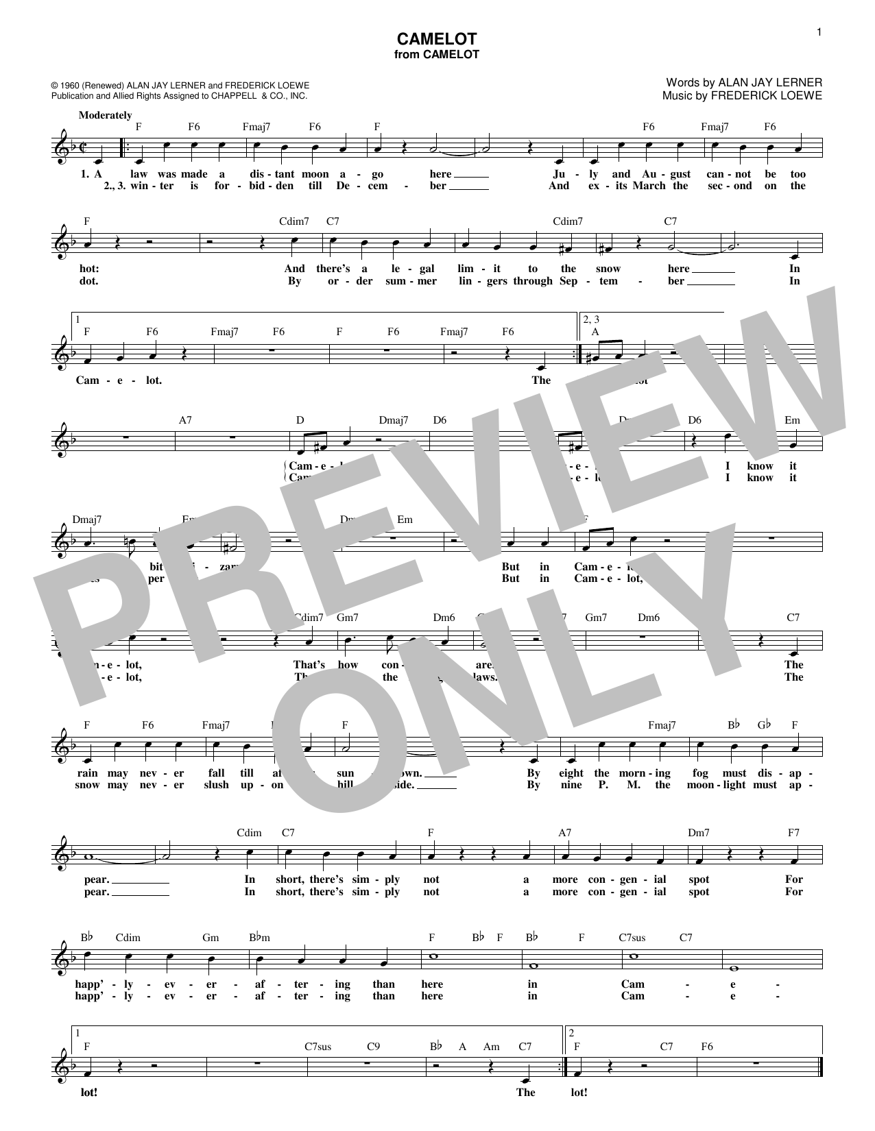 Alan Jay Lerner Camelot Sheet Music Notes & Chords for Vocal Pro + Piano/Guitar - Download or Print PDF