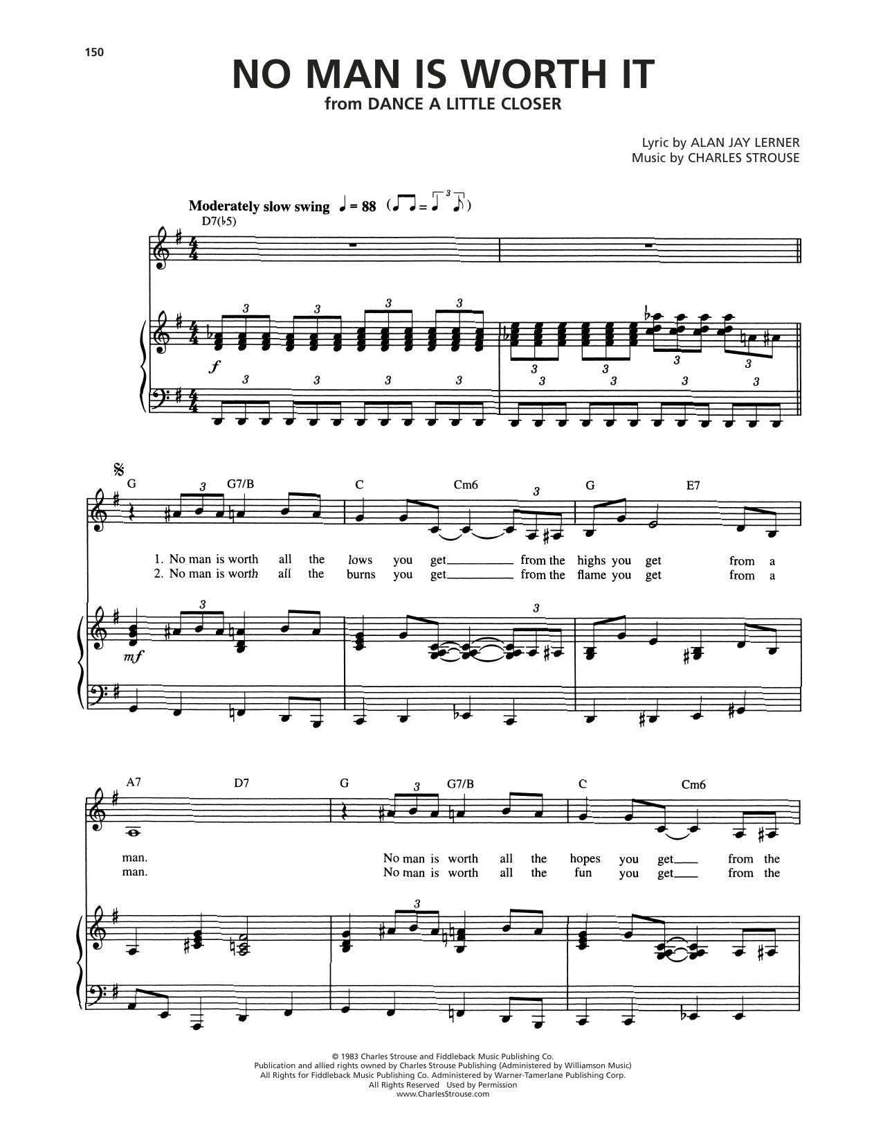 Alan Jay Lerner No Man Is Worth It (from Dance A Little Closer) Sheet Music Notes & Chords for Piano & Vocal - Download or Print PDF
