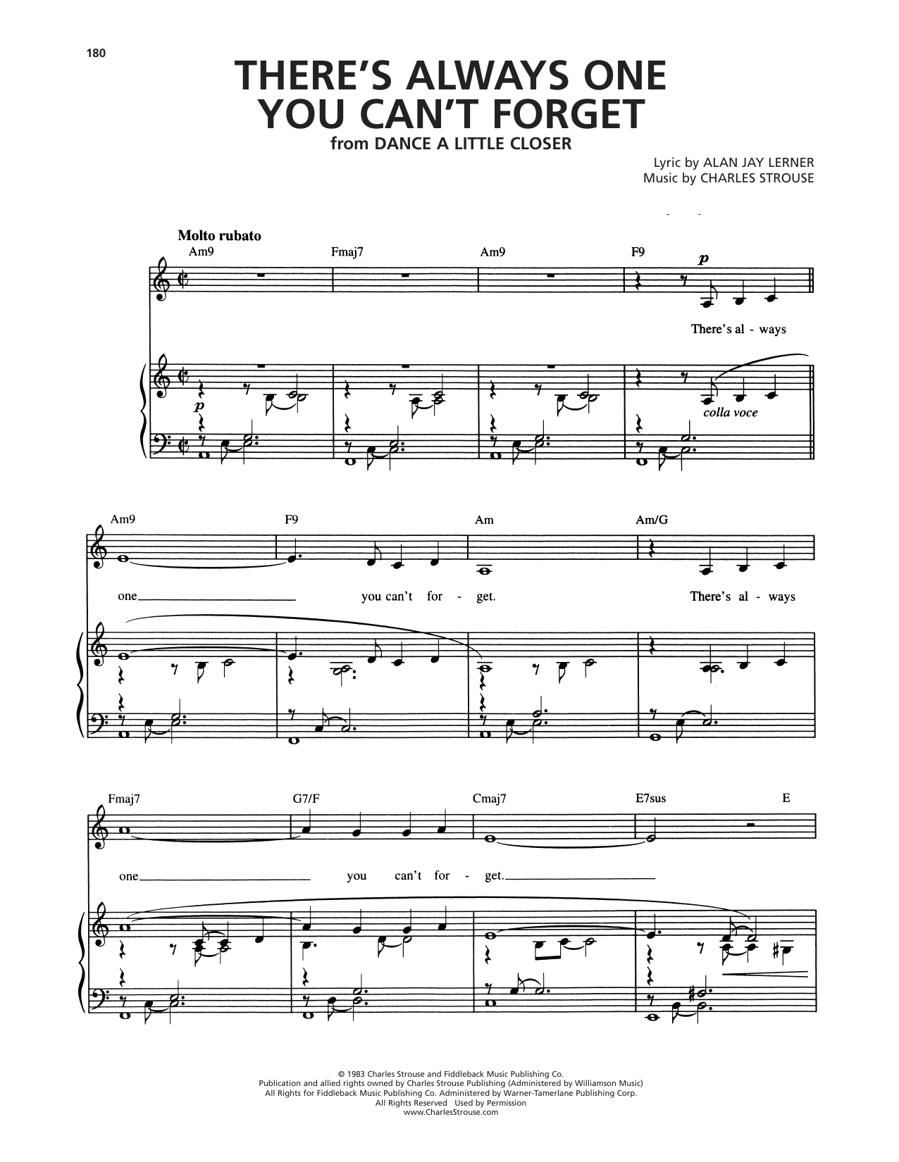 Alan Jay Lerner There's Always One You Can't Forget (from Dance A Little Closer) Sheet Music Notes & Chords for Piano & Vocal - Download or Print PDF
