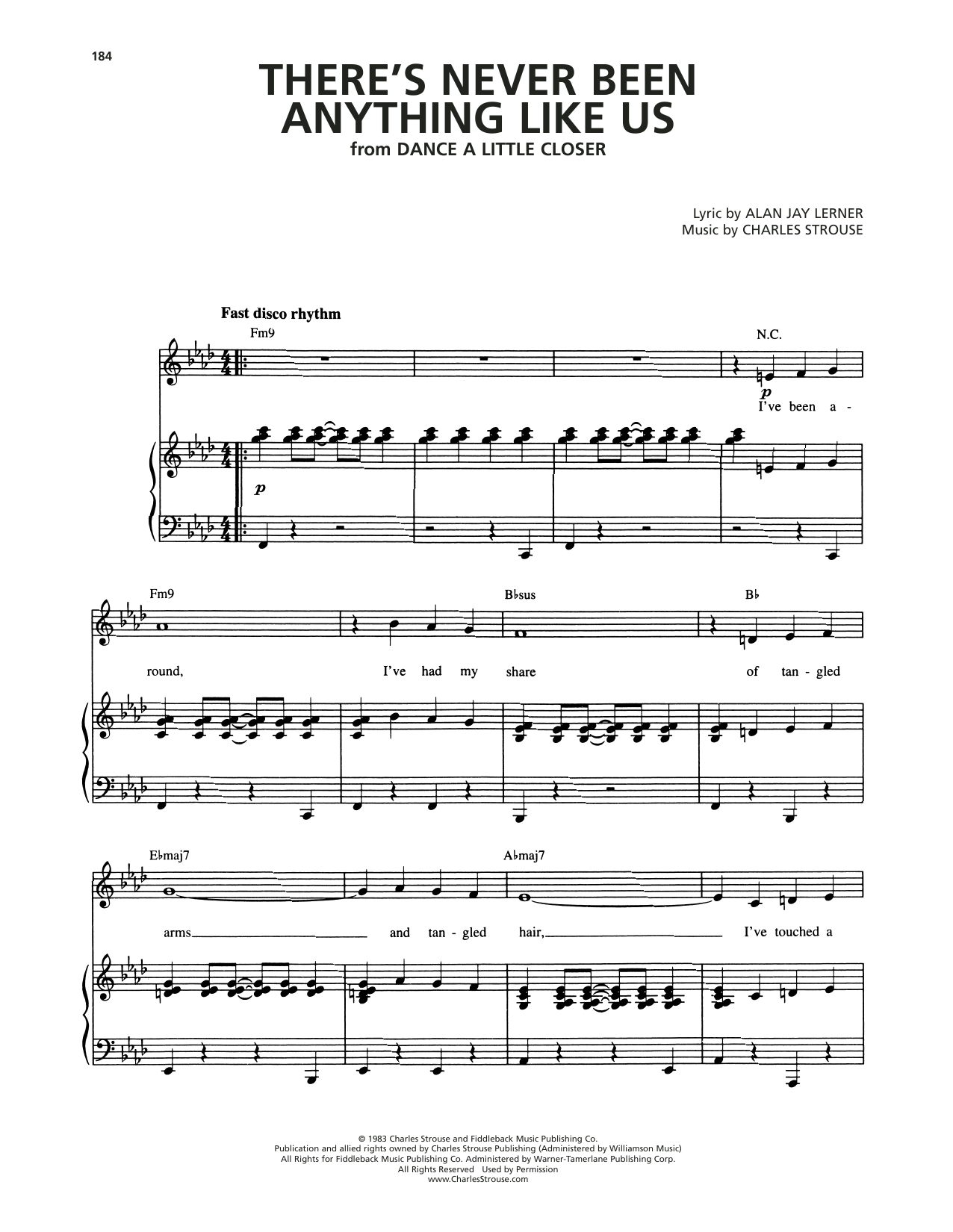 Alan Jay Lerner There's Never Been Anything Like Us (from Dance A Little Closer) Sheet Music Notes & Chords for Piano & Vocal - Download or Print PDF