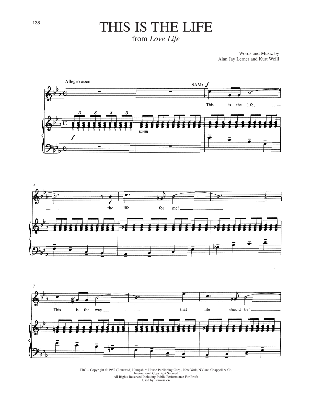 Alan Jay Lerner This Is The Life (from Love Life) Sheet Music Notes & Chords for Piano & Vocal - Download or Print PDF