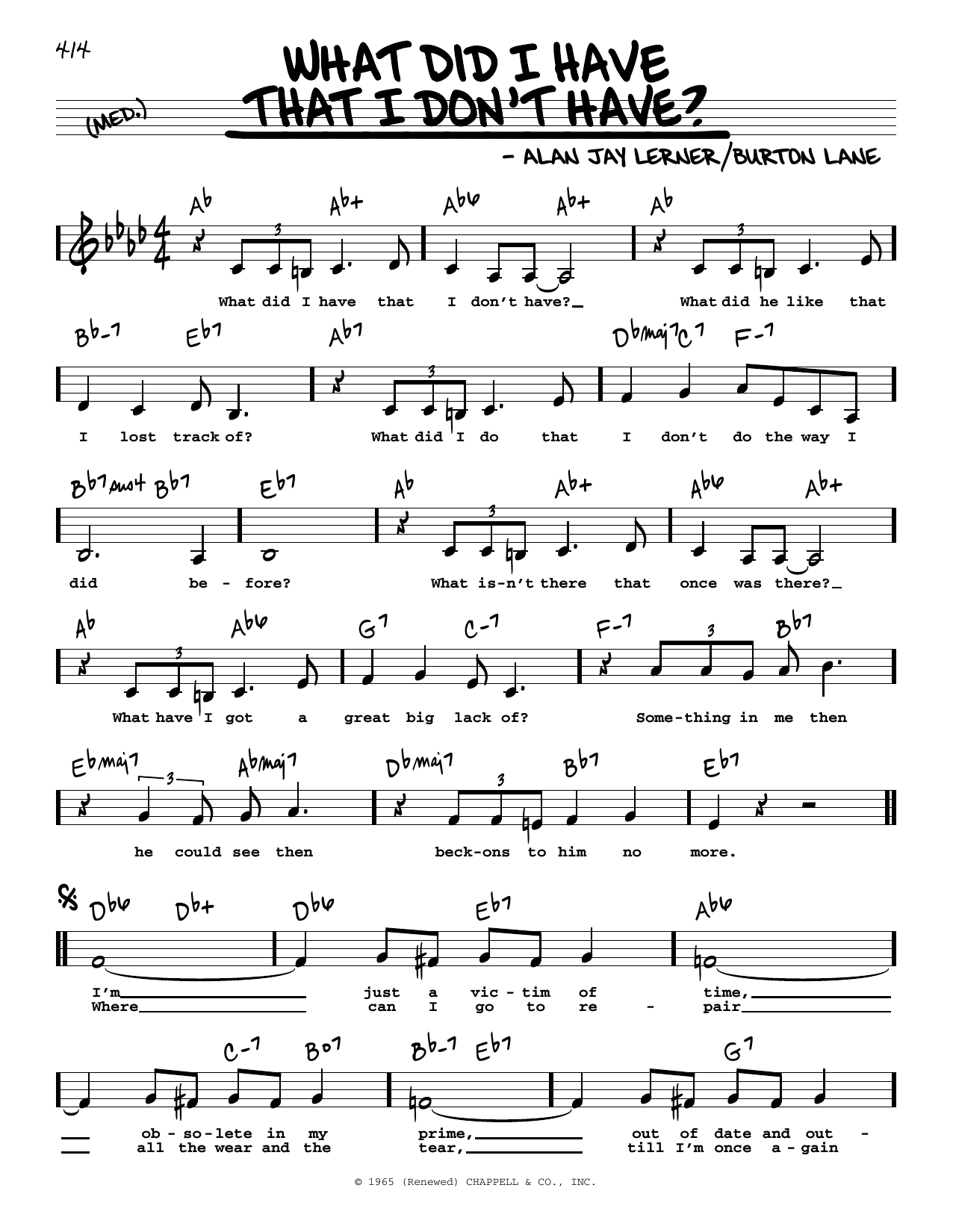Alan Jay Lerner What Did I Have That I Don't Have? (Low Voice) Sheet Music Notes & Chords for Real Book – Melody, Lyrics & Chords - Download or Print PDF
