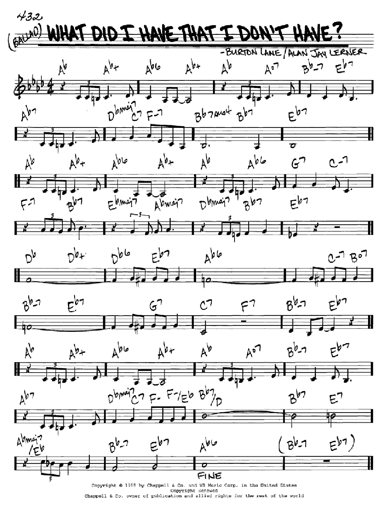 Alan Jay Lerner What Did I Have That I Don't Have? Sheet Music Notes & Chords for Piano, Vocal & Guitar (Right-Hand Melody) - Download or Print PDF