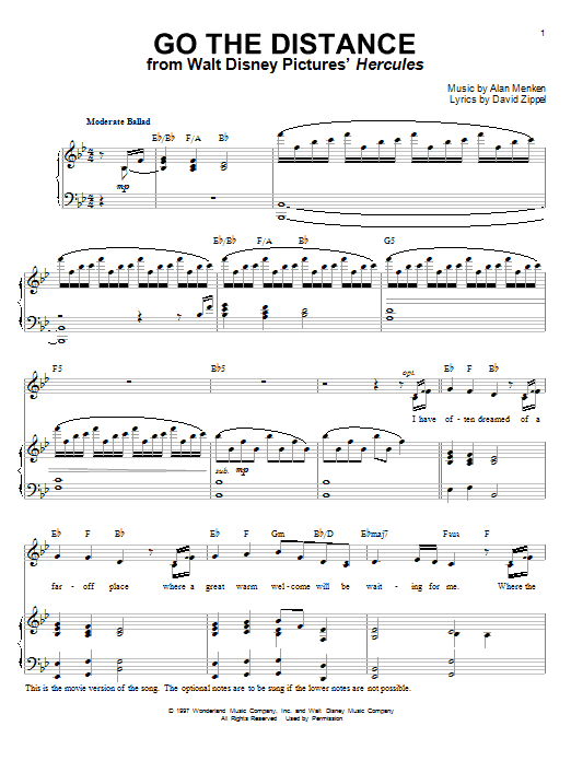 Michael Bolton Go The Distance Sheet Music Notes & Chords for Guitar Tab - Download or Print PDF