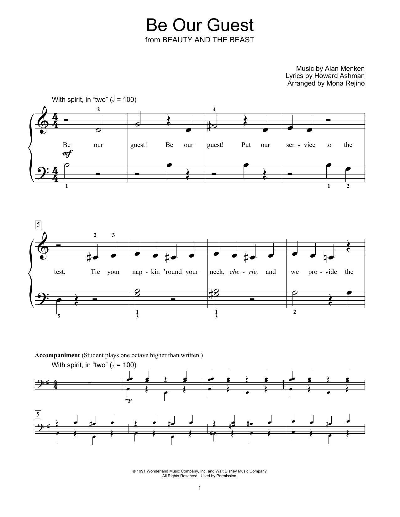 Alan Menken Be Our Guest (from Beauty And The Beast) Sheet Music Notes & Chords for Educational Piano - Download or Print PDF