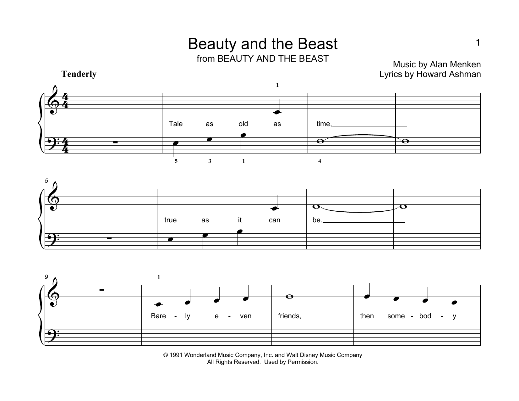 Alan Menken Beauty And The Beast (arr. Christopher Hussey) Sheet Music Notes & Chords for Educational Piano - Download or Print PDF