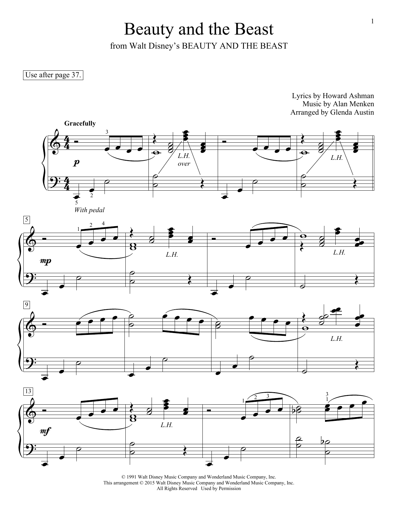 Glenda Austin Beauty And The Beast Sheet Music Notes & Chords for Educational Piano - Download or Print PDF