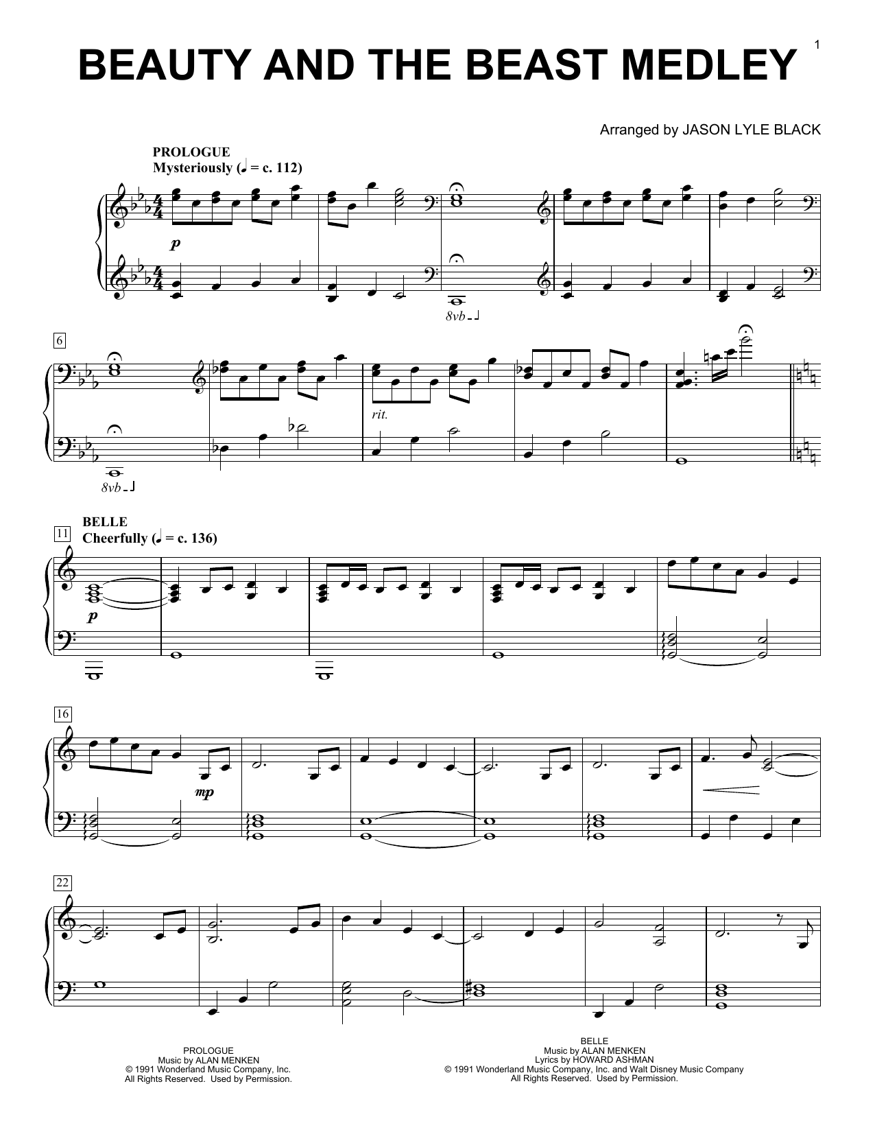 Alan Menken & Howard Ashman Beauty And The Beast Medley (arr. Jason Lyle Black) Sheet Music Notes & Chords for Piano - Download or Print PDF