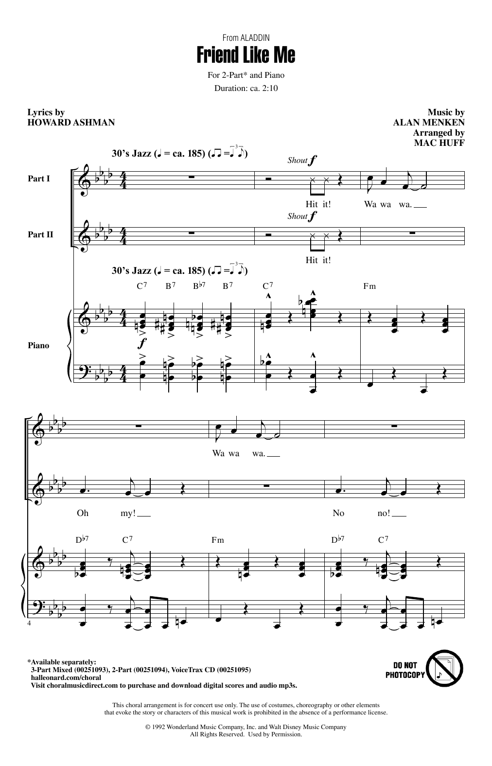 Alan Menken Friend Like Me (from Aladdin) (arr. Mac Huff) Sheet Music Notes & Chords for 2-Part Choir - Download or Print PDF