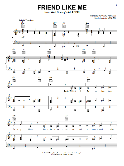 Alan Menken Friend Like Me (from Aladdin) Sheet Music Notes & Chords for Easy Piano - Download or Print PDF