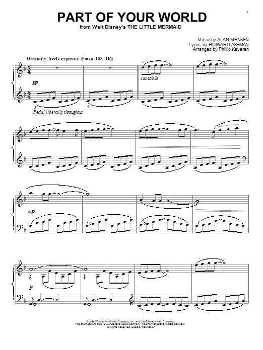 Alan Menken Part Of Your World [Classical version] (from The Little Mermaid) (arr. Phillip Keveren) Sheet Music Notes & Chords for Piano - Download or Print PDF