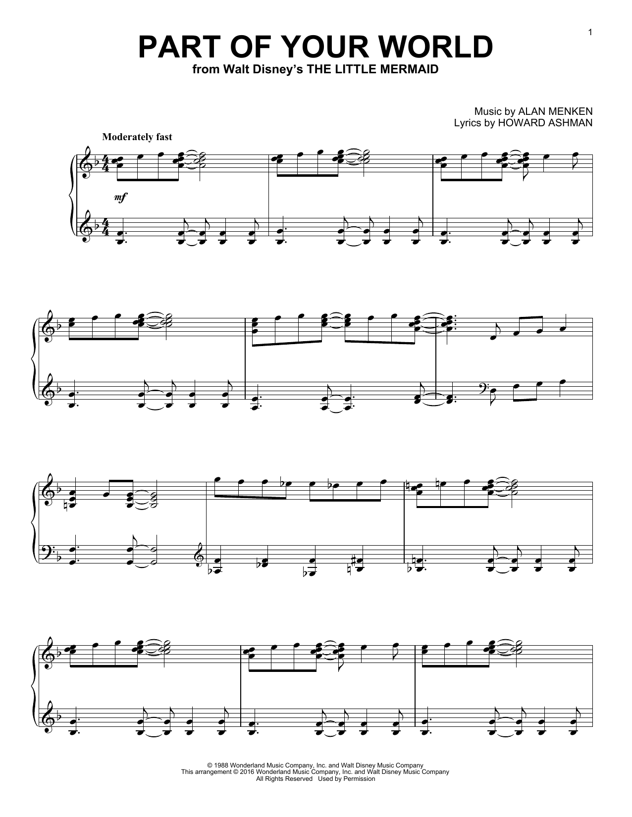Alan Menken Part Of Your World [Jazz version] (from The Little Mermaid) Sheet Music Notes & Chords for Piano - Download or Print PDF